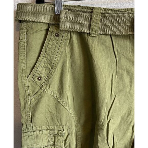 X RAY Mens Belted Twill Tape Knee Length Cargo Shorts Green Size 40 NEW - Picture 7 of 14